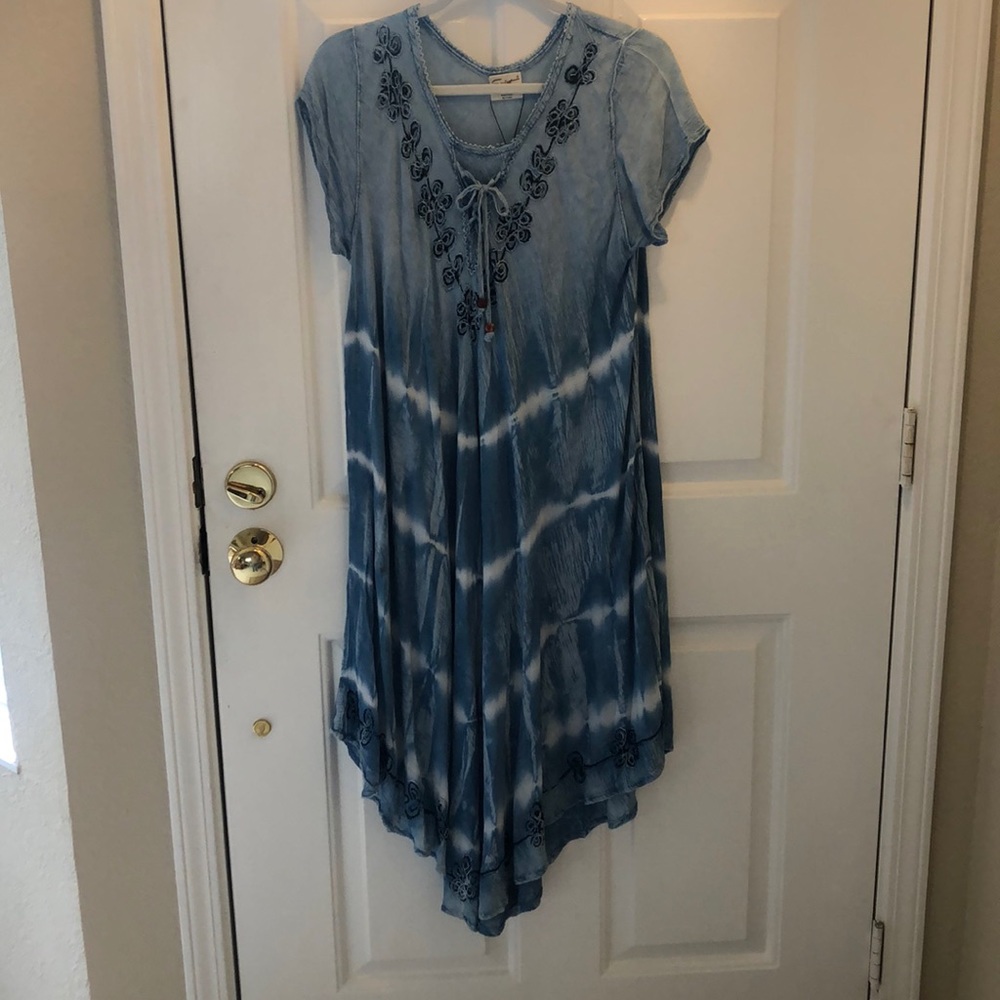 Women’s tie dye blue dress One Size NWT